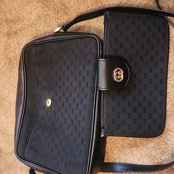 Gucci Vintage Bag And Pouch Canvas and Leather - Picture 2 of 16